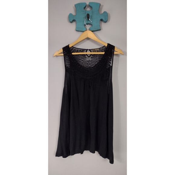 Crosby womens black sleeveless minimalist blouse top XL gothcore demure - Picture 2 of 11